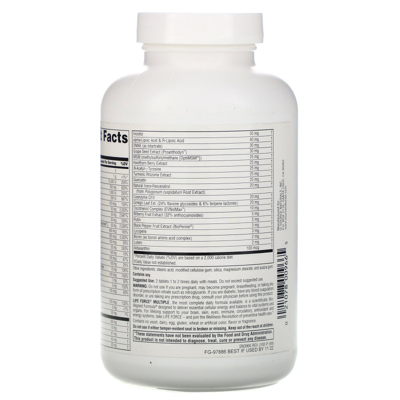 Source Naturals, Life Force Multiple, без железа, 120 таблеток