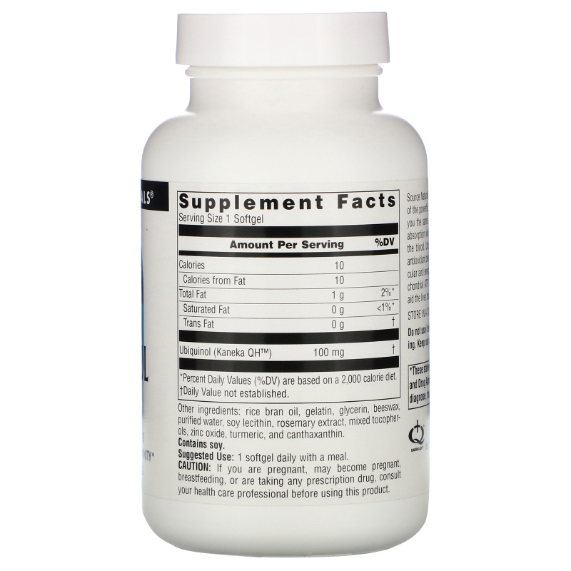 Source Naturals, Убихинол CoQH, 100 мг, 90 капсул