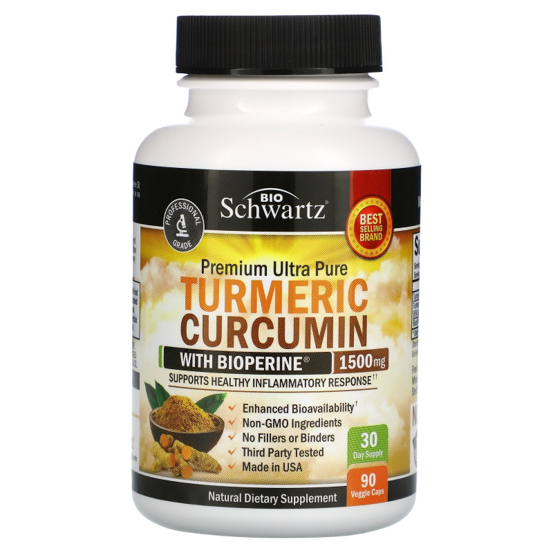 BioSchwartz, Premium Ultra Pure Turmeric Curcumin with Bioperine, 1,500 mg, 90 Veggie Caps