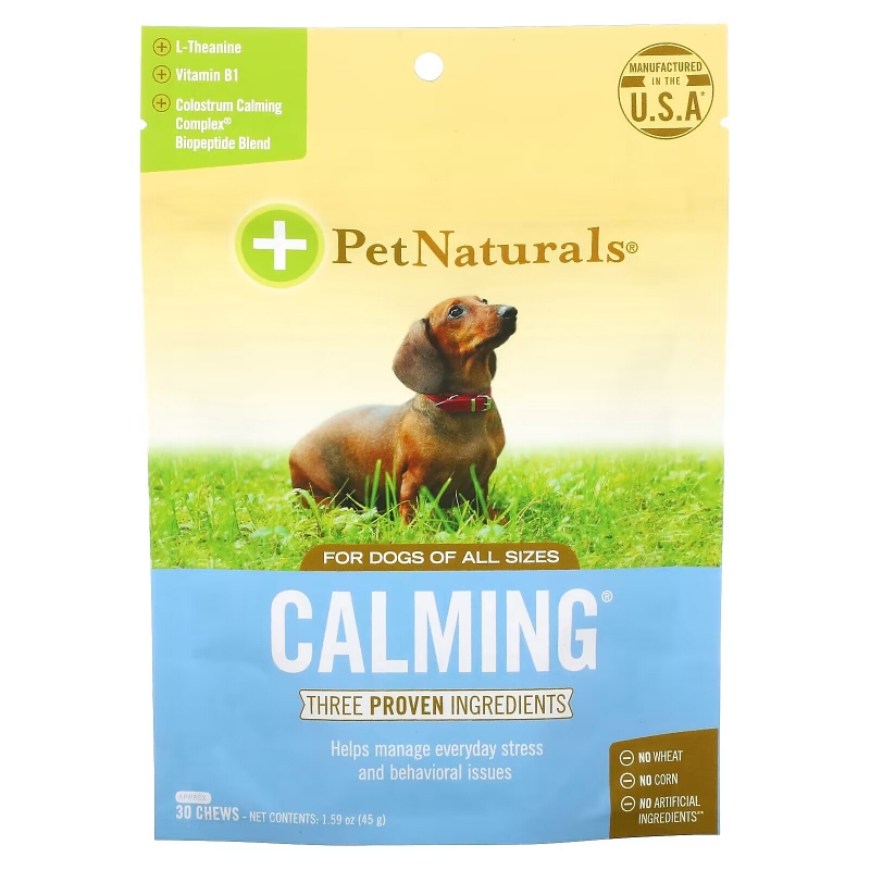 Pet Naturals, Успокаивающее средство для собак, 30 жевательных таблеток, 1,59 унции (45 г)