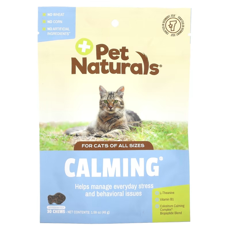 Pet Naturals, успокаивающие таблетки для кошек, 30 жевательных таблеток, 45 г (1,59 унции)