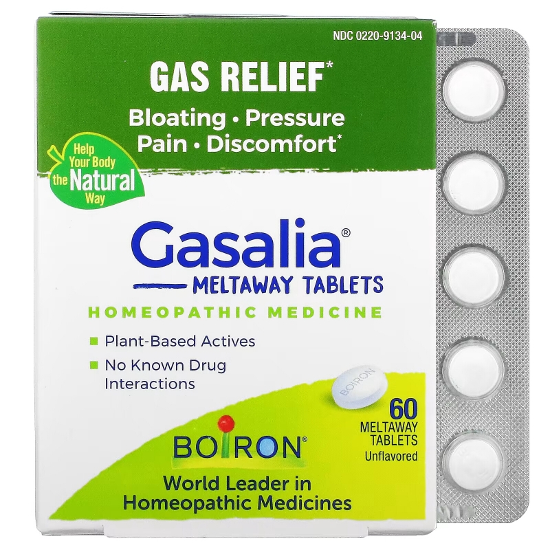 Boiron, Gasalia, Gas Relief, Unflavored, 60 Meltaway Tablets