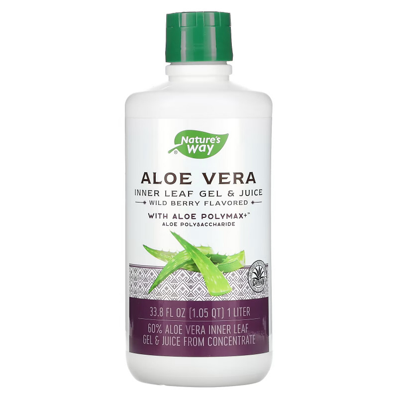 Nature's Way, Aloe Vera, Inner Leaf Gel & Juice with Aloe Polymax, Wild Berry, 33.8 fl oz (1 Liter)