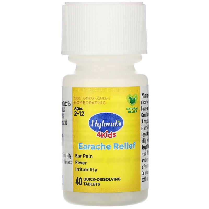 Hyland's, 4 Kids, Earache Relief, Ages 2-12, 40 Quick-Dissolving Tablets