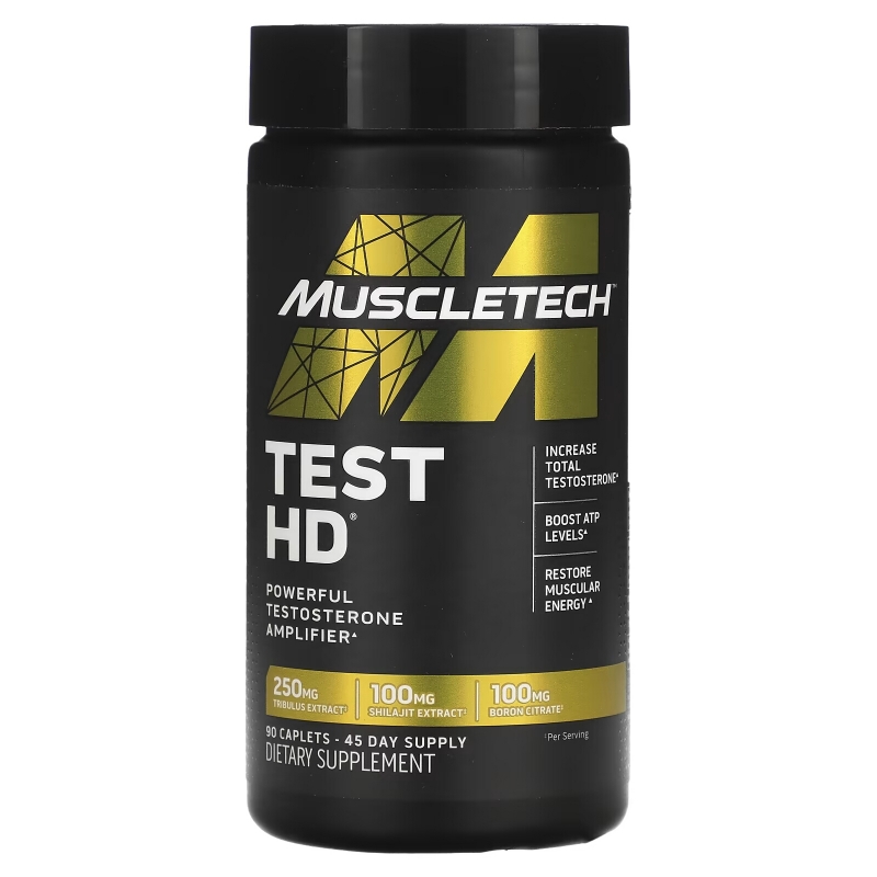 Muscletech, Test HD, мощнейший усилитель выработки тестостерона, 90 капсуловидных таблеток с быстрым высвобождением