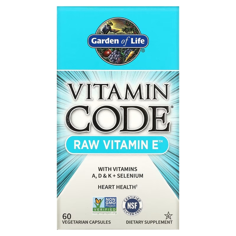 Garden of Life, Vitamin Code, натуральный витамин E, 60 овощных капсул