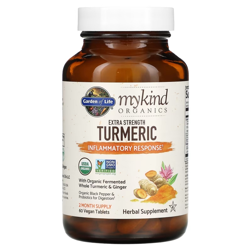 Garden of Life, Garden of Life, MyKind Organics, Extra Strength Turmeric Inflammatory Response, 60 Vegan Tablets