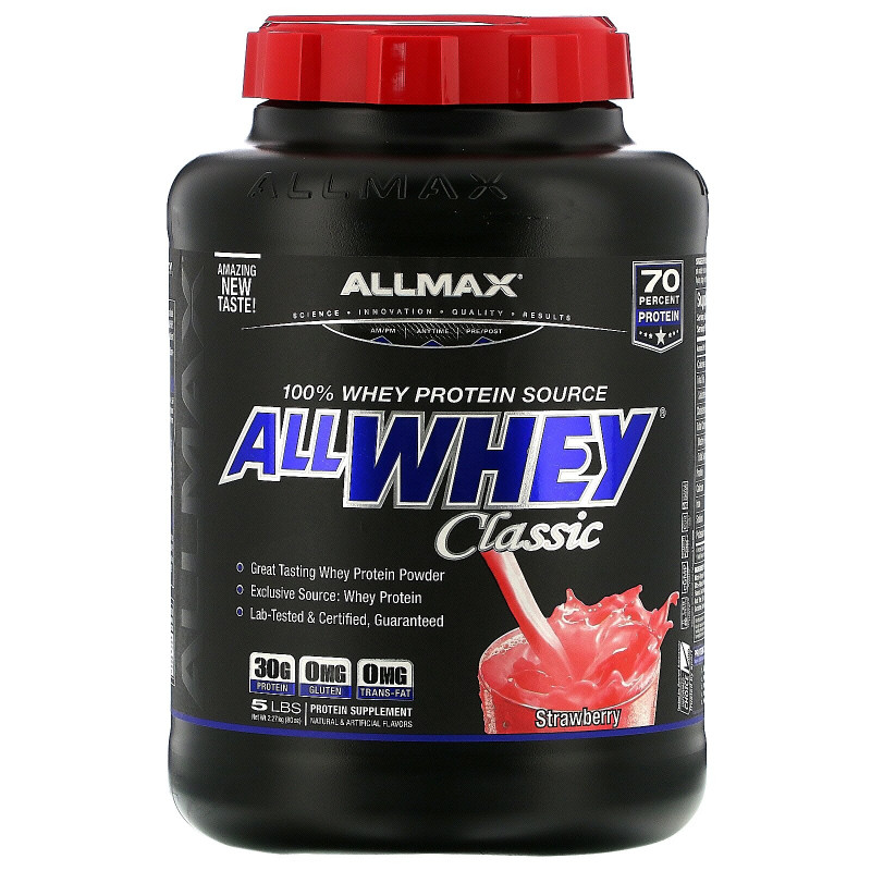 ALLMAX Nutrition, Классический Сывороточный Протеин, Смесь Чистого Сывороточного Протеина, Клубника, 5 фунтов (2.27 кг)