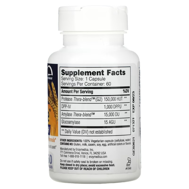 Enzymedica GlutenEase 2X с активным ферментом DPP-IV 60 капсул