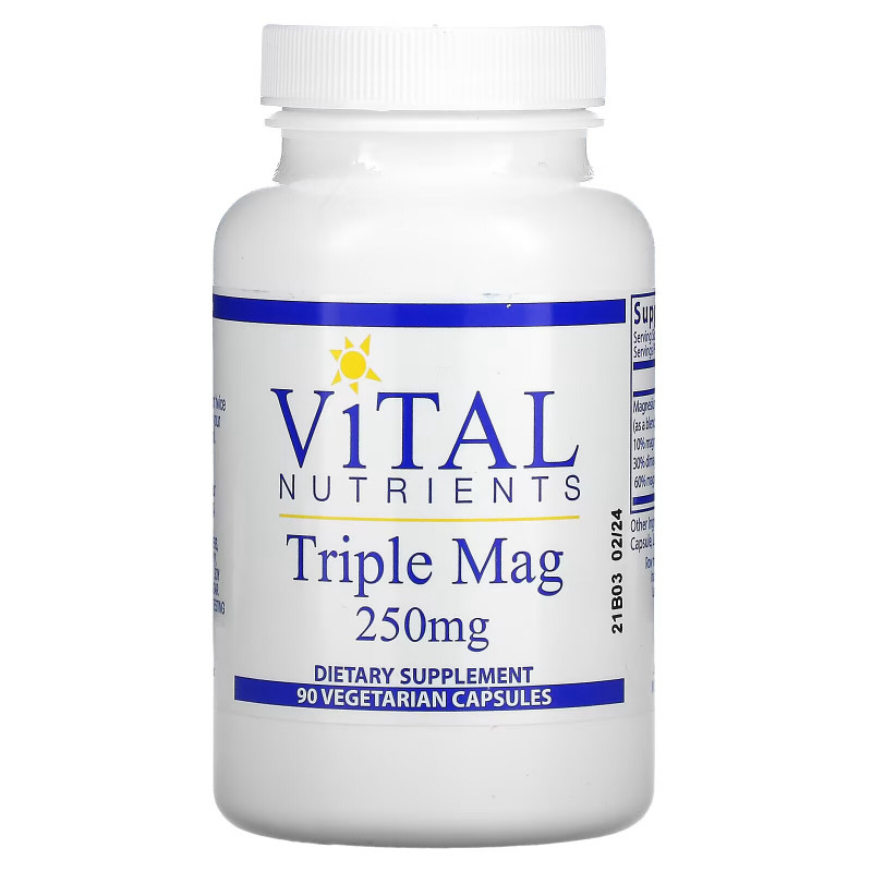 Vital Nutrients, Triple Mag, 250 mg, 90 Vegetarian Capsules