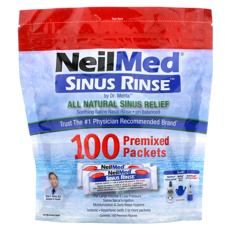 NeilMed, Sinus Rinse, All Natural Relief, 100 Premixed Packets