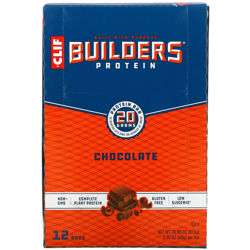 Clif Bar, Протеиновый батончик от Builder, шоколадный, 12 батончиков, по 2,40 унции (68 гр) каждый