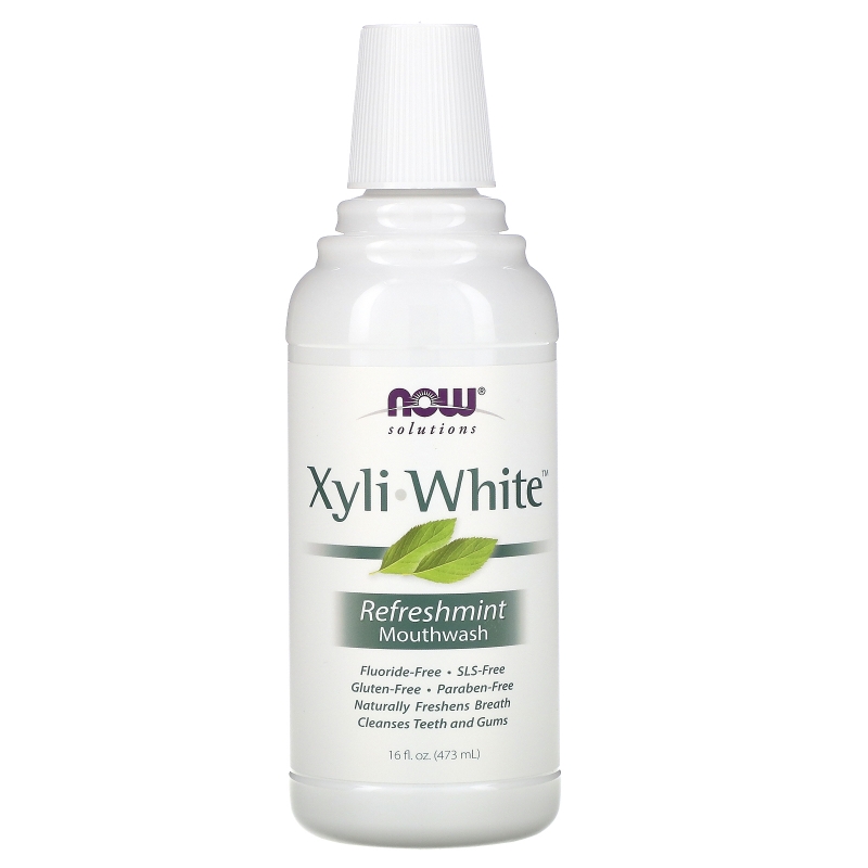 Now Foods натуральная жидкость для полоскания рта с ксилитолом без фтора с ароматом освежающей мяты 16 жидких унций (473 мл)