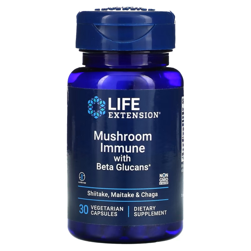 Life Extension, Mushroom Immune With Beta Glucans, 30 Vegetarian Capsules