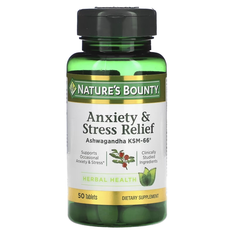 Nature's Bounty, Anxiety & Stress Relief, Ashwagandha KSM-66, 50 Tablets