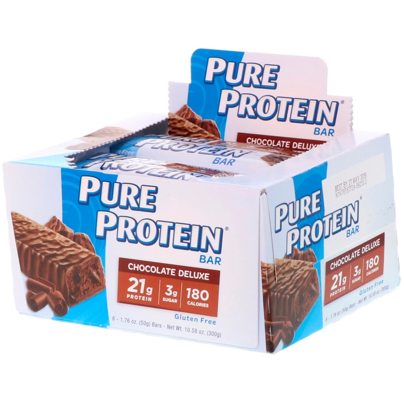 Pure Protein, Батончики с высоким содержанием белка, с шоколадным вкусом, 6 батончиков, 1,76 унций (50 г) каждый