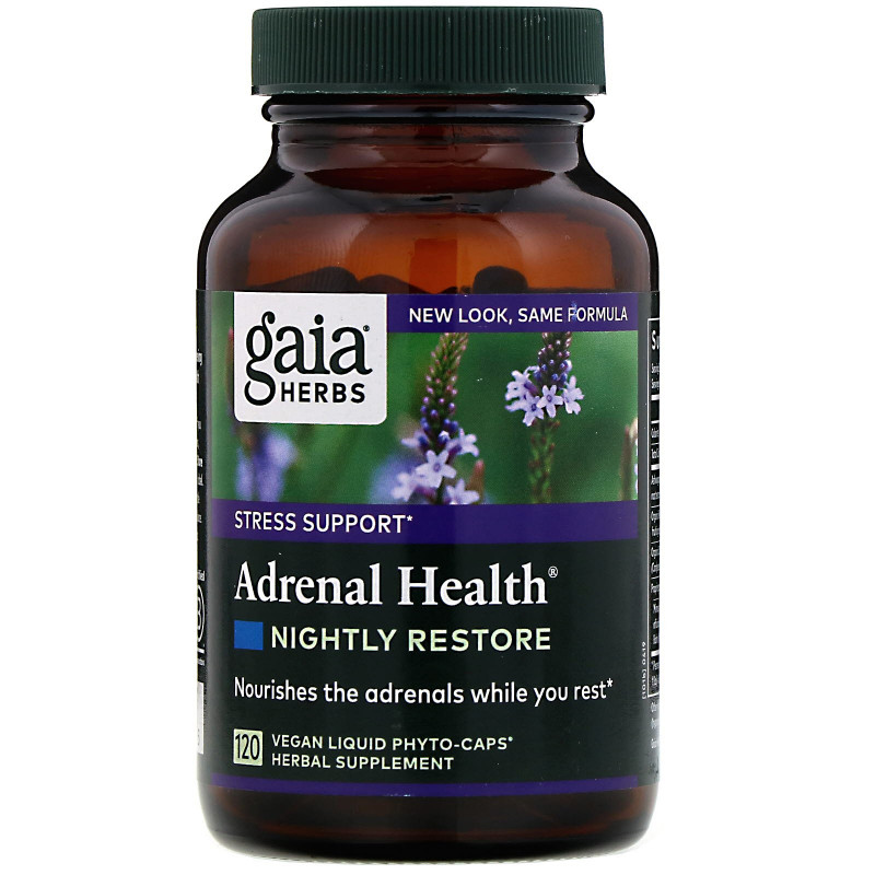 Gaia Herbs, Adrenal Health, Nightly Restore, 120 Vegan Liquid Phyto-Caps