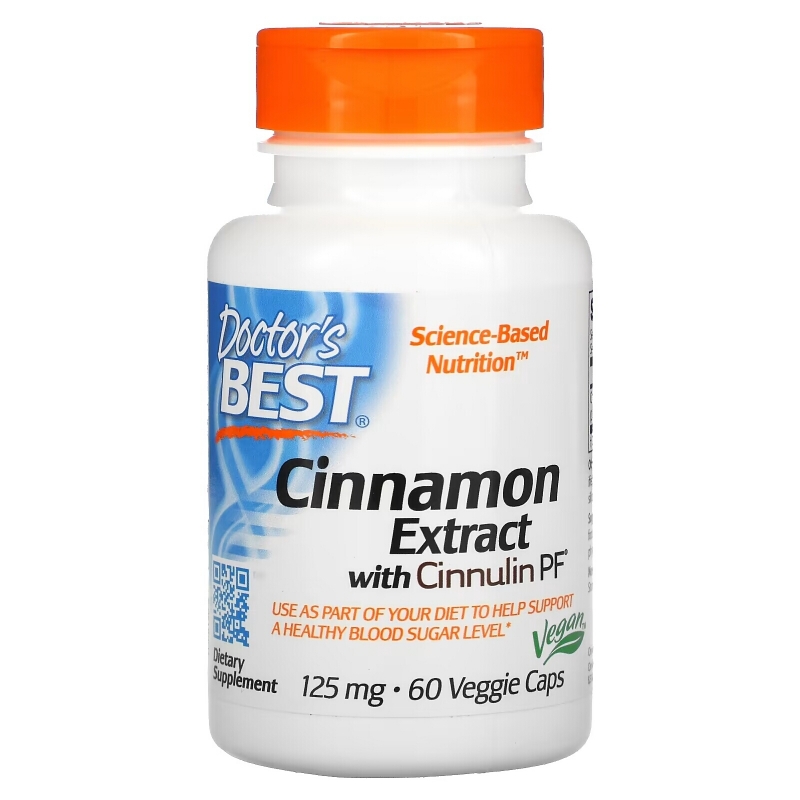 Doctor's Best, Cinnamon Extract with Cinnulin PF, 125 mg, 60 Veggie Caps