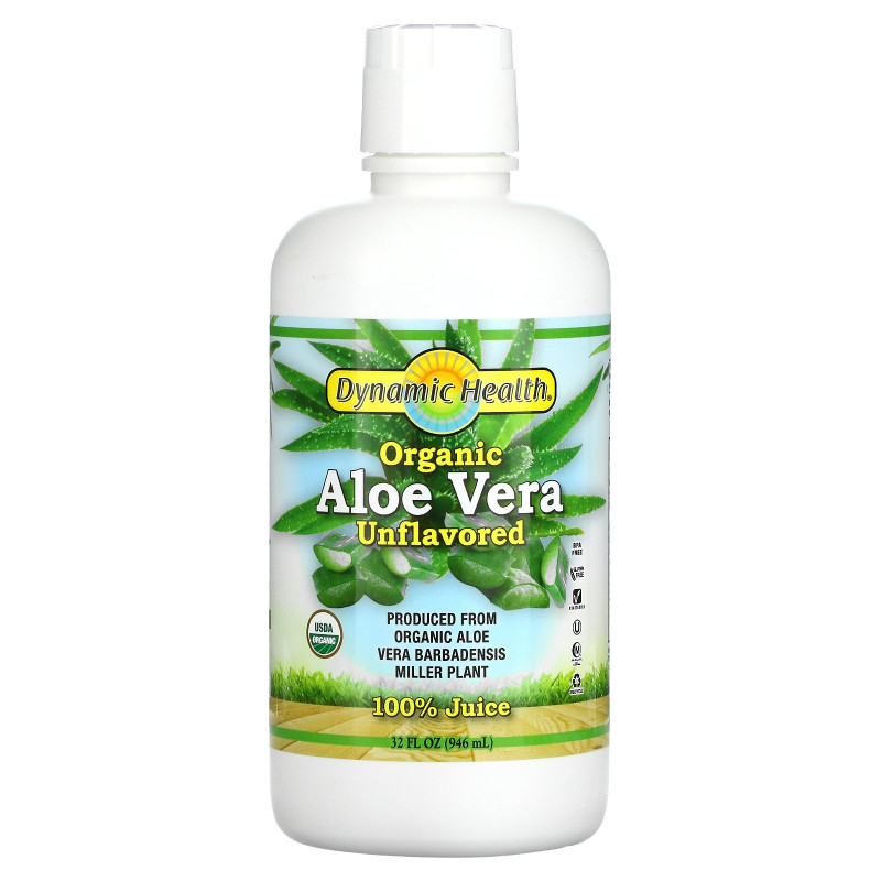 Dynamic Health Laboratories, Organic Aloe Vera, 100% Juice, Unflavored, 32 fl oz (946 ml)