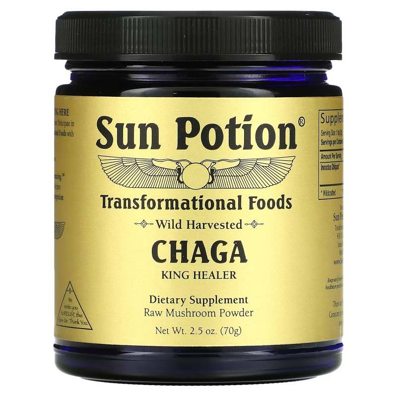 Sun Potion, Чага, порошок из дикорастущих грибов, 70 г