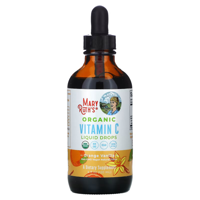 MaryRuth Organics, Organic Vitamin C Liquid Drops, Orange Vanilla, 4 fl oz (120 ml)