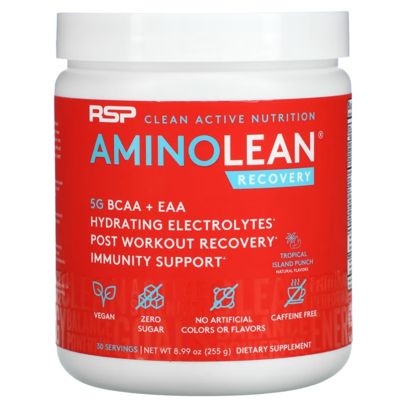 RSP Nutrition, AminoLean Recovery, Tropical Island Punch, Caffeine Free, 8.99 oz (255 g)