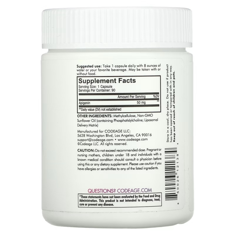 Codeage, Liposomal, Apigenin, Non-GMO, Vegan, 90 Capsules