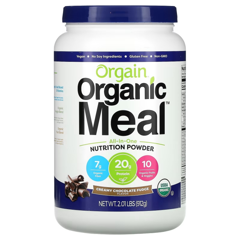 Orgain, Organic Meal, All-In-One Nutrition Powder, Creamy Chocolate Fudge, 2.01 lbs (912 g)