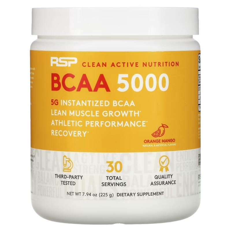 RSP Nutrition, BCAA 5000, Instantized BCAAs, Orange Mango, 5,000 mg, 7.94 oz (225 g)