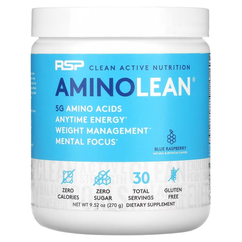 RSP Nutrition, AminoLean, Blue Raspberry, 9.52 oz (270 g)