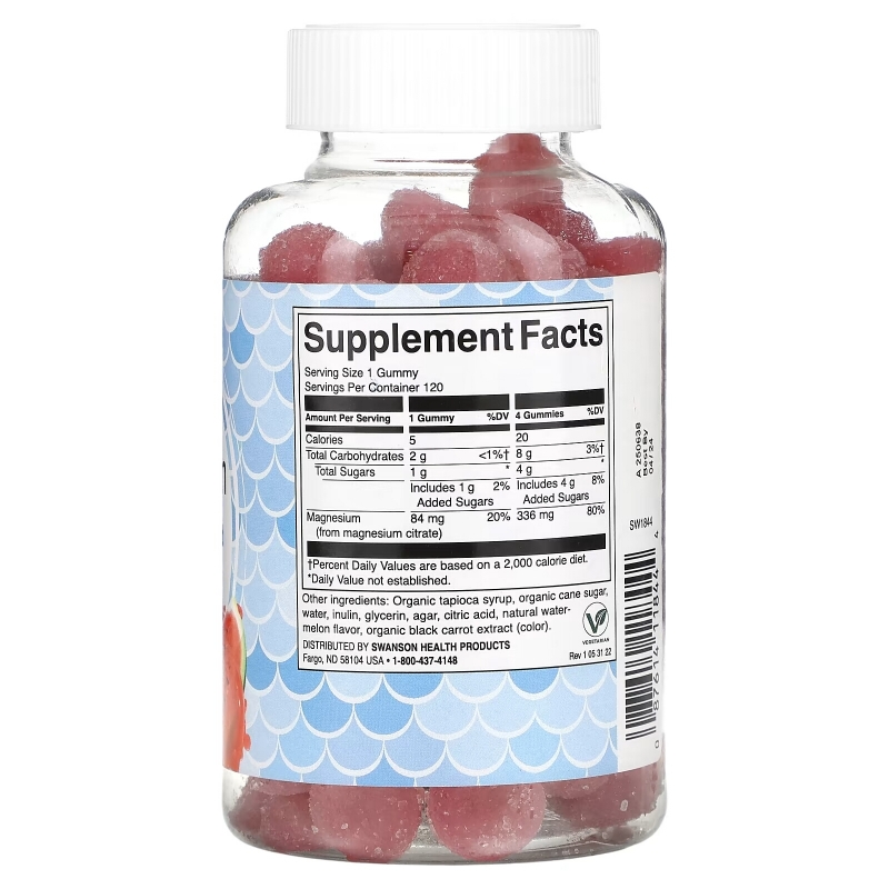 Swanson, Магний, арбуз, 120 жевательных мармеладок