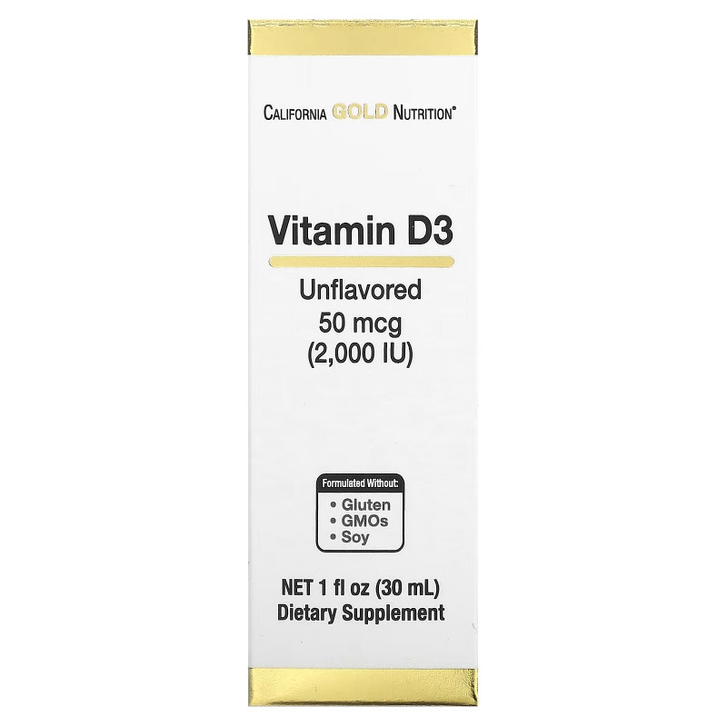 California Gold Nutrition, Vitamin D3 (Unflavored), 2,000 IU, 1 fl oz (30 ml)